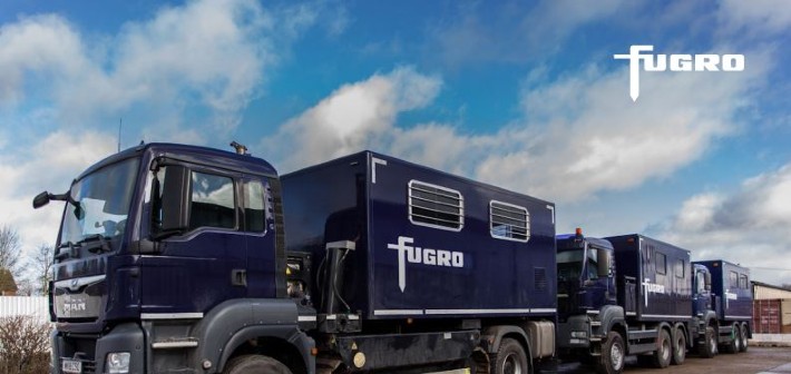 lorry with fugro written on side of it